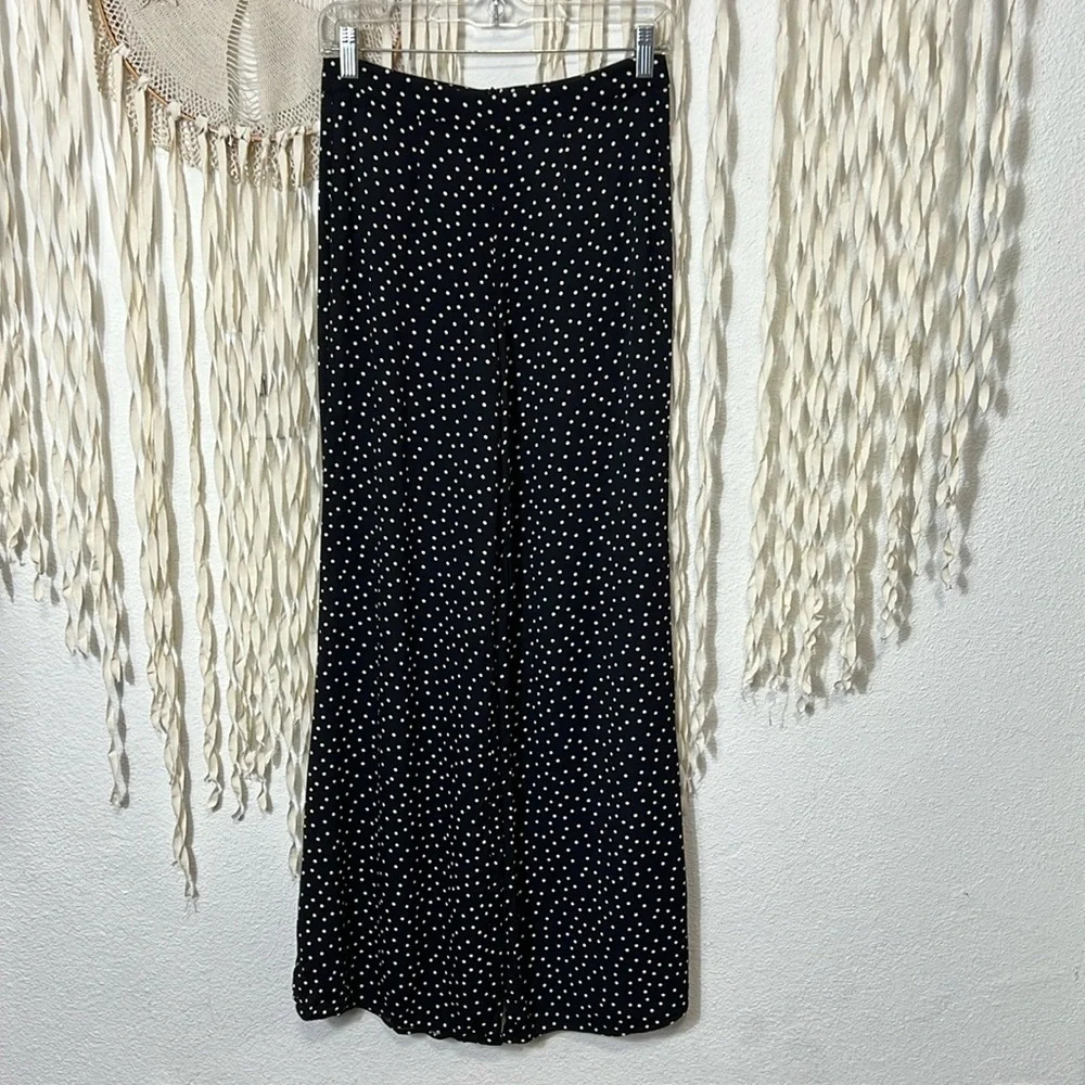 Reformation Black and White Polka Dot Wide Leg Pants
